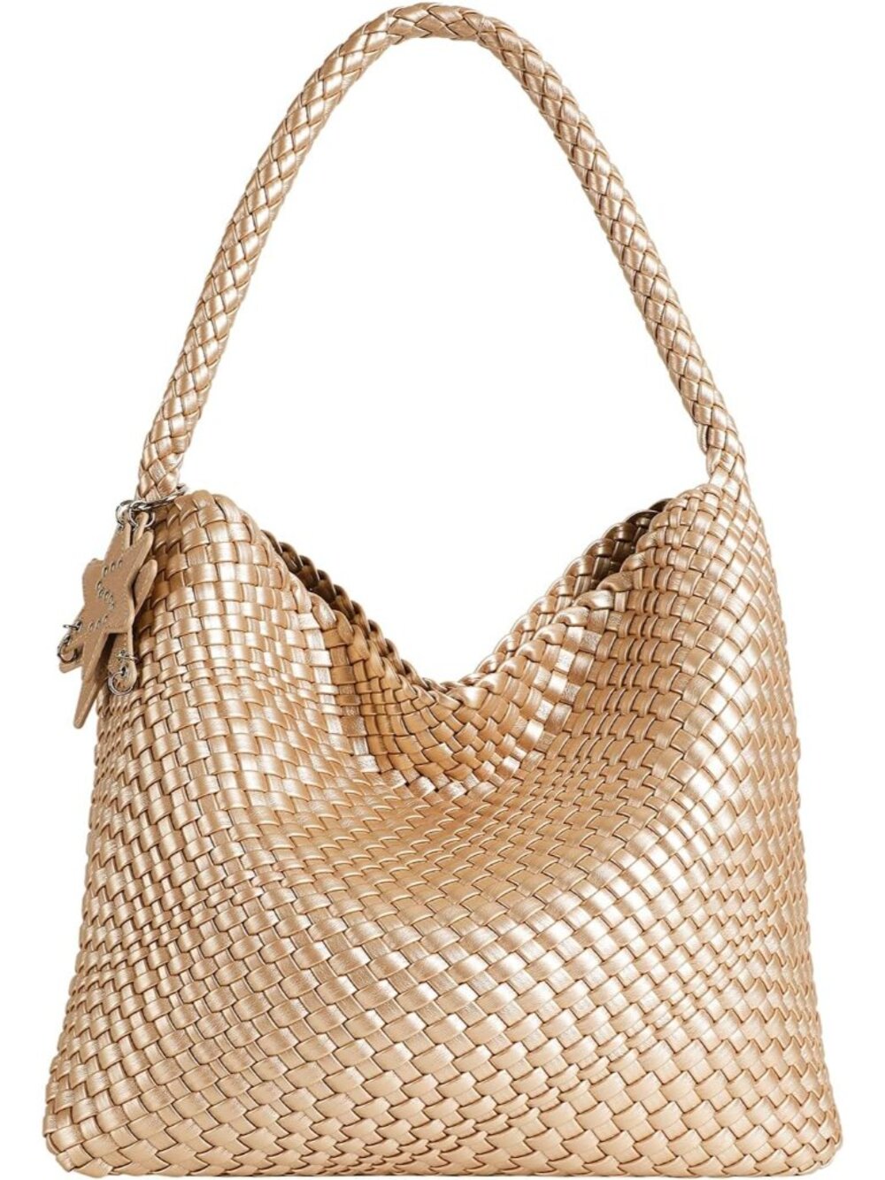 Leather Woven Tote Bag, Vegan Leather Slouchy Hobo Bag for Women, Large Shoulder